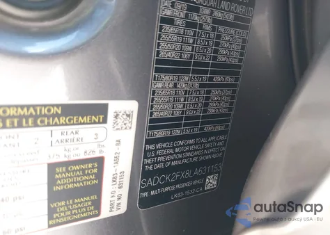 2020 Jaguar F-Pace Prestige P250 Awd Automatic from USA, damaged, VIN SADCK2FX8LA631153